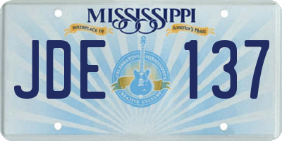 MS license plate JDE137