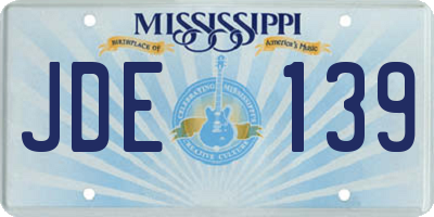 MS license plate JDE139
