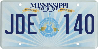 MS license plate JDE140