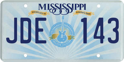 MS license plate JDE143