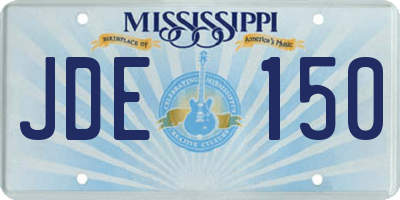 MS license plate JDE150