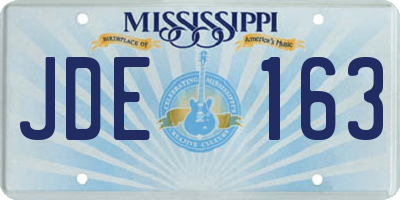 MS license plate JDE163