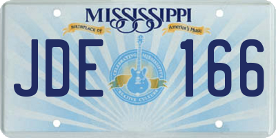MS license plate JDE166