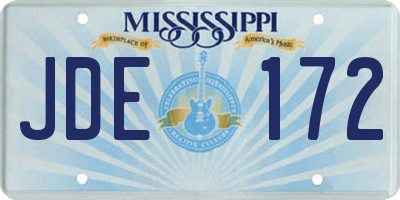 MS license plate JDE172