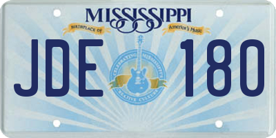 MS license plate JDE180
