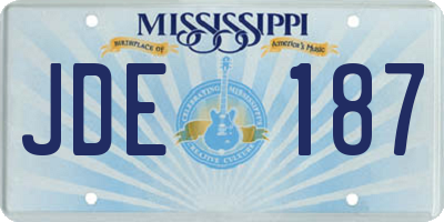 MS license plate JDE187