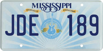 MS license plate JDE189