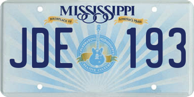 MS license plate JDE193