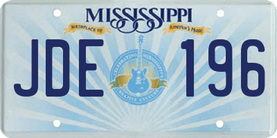 MS license plate JDE196
