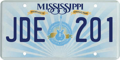 MS license plate JDE201