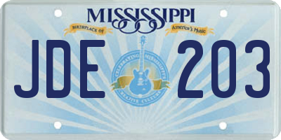 MS license plate JDE203