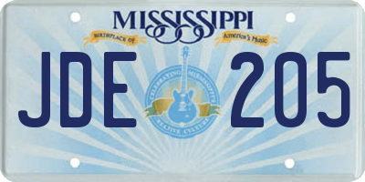 MS license plate JDE205