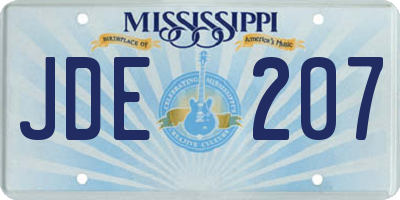 MS license plate JDE207