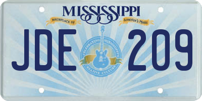 MS license plate JDE209