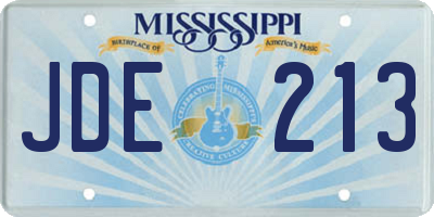 MS license plate JDE213