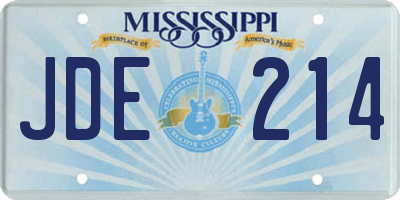 MS license plate JDE214