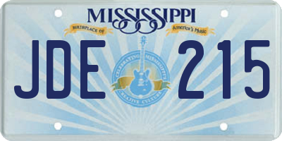 MS license plate JDE215