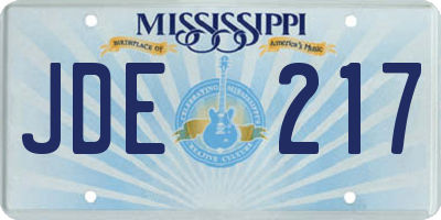 MS license plate JDE217