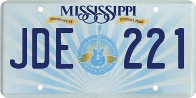MS license plate JDE221