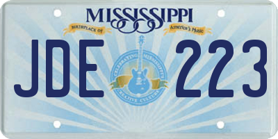 MS license plate JDE223