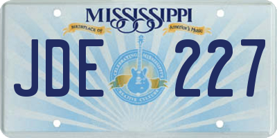 MS license plate JDE227