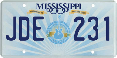 MS license plate JDE231