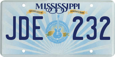 MS license plate JDE232