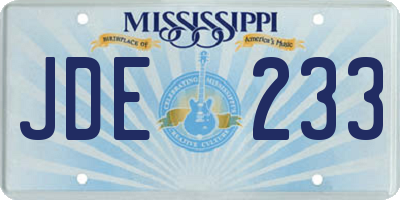 MS license plate JDE233