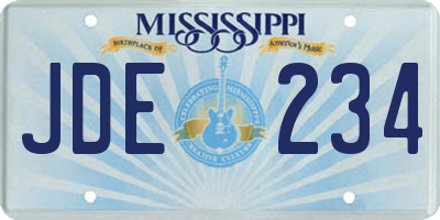 MS license plate JDE234