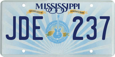 MS license plate JDE237
