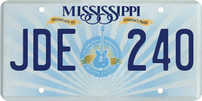 MS license plate JDE240