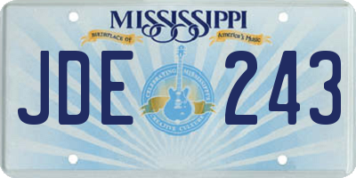 MS license plate JDE243