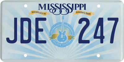 MS license plate JDE247