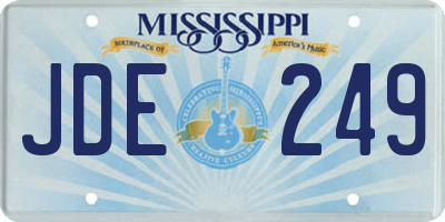 MS license plate JDE249