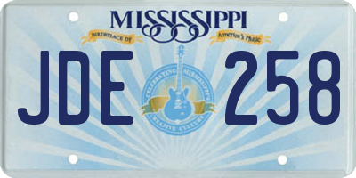 MS license plate JDE258