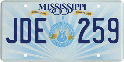 MS license plate JDE259