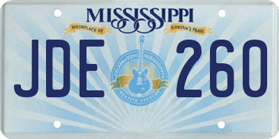 MS license plate JDE260