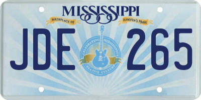 MS license plate JDE265