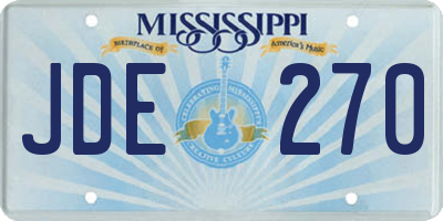MS license plate JDE270