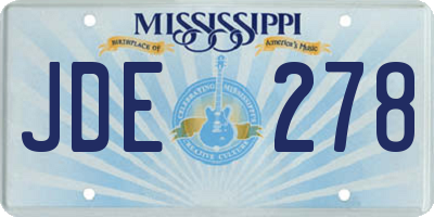 MS license plate JDE278