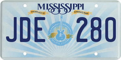 MS license plate JDE280