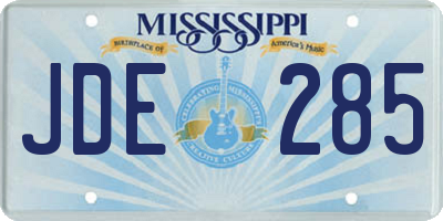 MS license plate JDE285