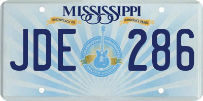 MS license plate JDE286