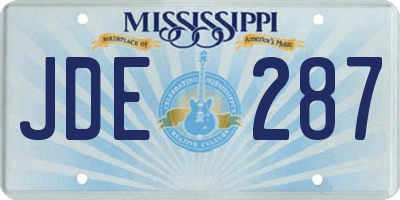 MS license plate JDE287