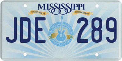 MS license plate JDE289