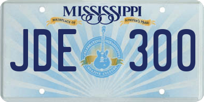MS license plate JDE300