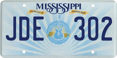 MS license plate JDE302