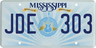 MS license plate JDE303