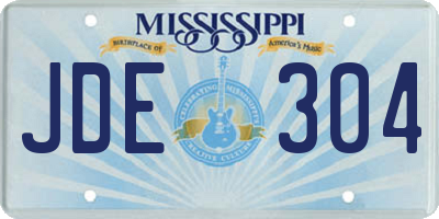 MS license plate JDE304