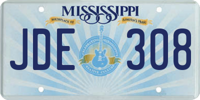 MS license plate JDE308
